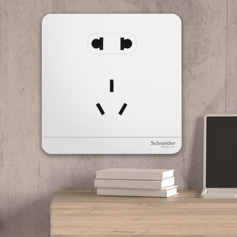 专卖店绎尚镜瓷白色开关插座面板一开双控五孔usb家用86型墙壁开关