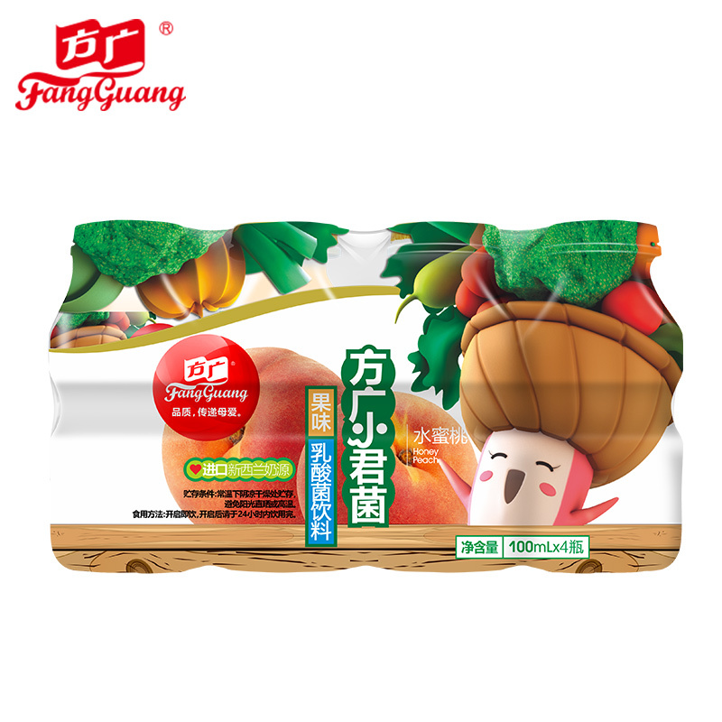 方广 宝宝酸奶 小君菌果味乳酸菌饮料 水蜜桃味 常温 果汁 100ML/瓶*4套装