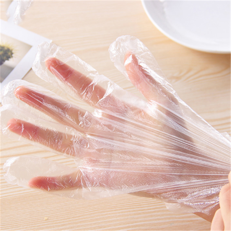 美嘉南 加厚一次性手套餐饮美发手膜食品吃龙虾透明塑料PE薄膜手套透明套100支/包