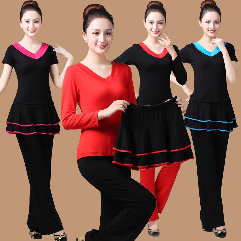 广场舞服装新款套装夏中老年跳舞衣成人运动舞蹈服分体式三件套女