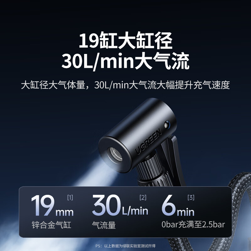 绿联便携式车载充气泵-12V款气管长度:17cm电源线长度:3m ET501/35573 (货期3-6天)