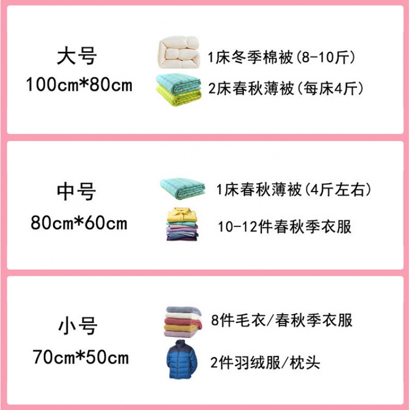 抽气真空压缩袋旅行衣服棉被储物收纳袋大中小号羽绒服被子物品收收纳袋三维工匠_222 透明小号(70*50cm)