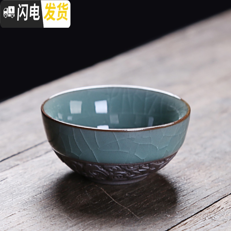三维工匠陶瓷主人杯茶盏功夫小茶杯喝茶单个茶具茶碗哥窑品茗杯子 贤人指壶(品茗杯)高清大图