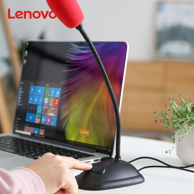 联想(Lenovo)桌面麦克风 PCM102U黑色 USB接口即插即用免驱动连接高清降噪录音话筒 笔记本台式机电脑通用