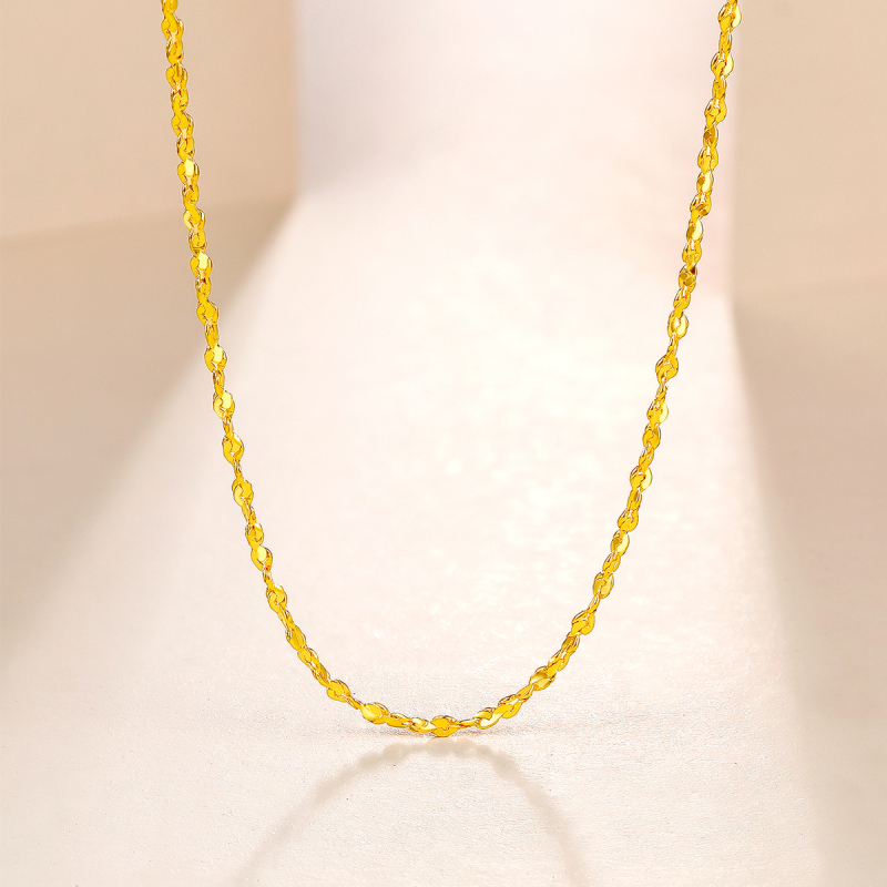 周六福zhouliufu黄金项链足金珠宝女计价满天星锁骨链细链子正品金链