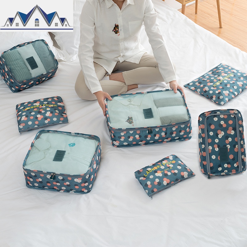旅行收纳袋出差行李箱衣物整理袋便携旅游衣服内衣收纳包6件套装 三维工匠高清大图