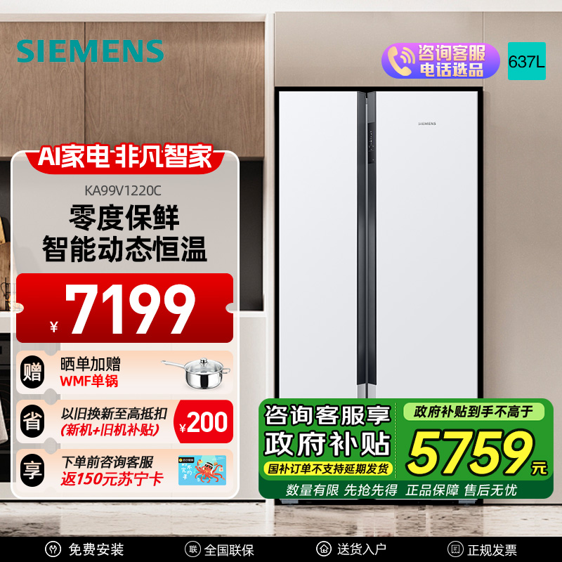 西门子恒鲜对开门冰箱KA99V1220C