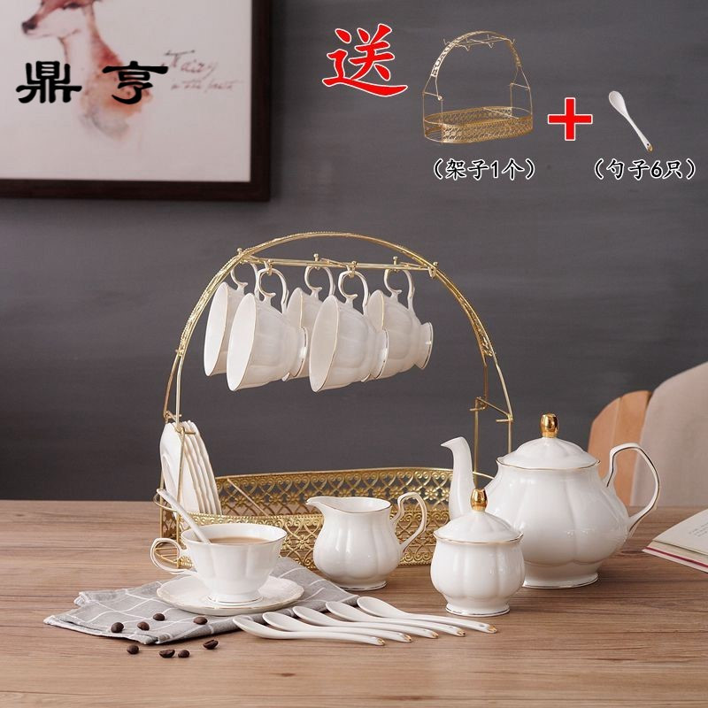 鼎亨陶瓷咖啡杯套装家用简约英式下午茶茶具欧式小花茶杯咖啡