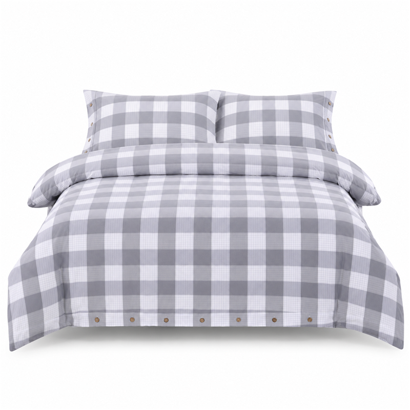 知布家 粗布格子三件套 150*210cm 套高清大图