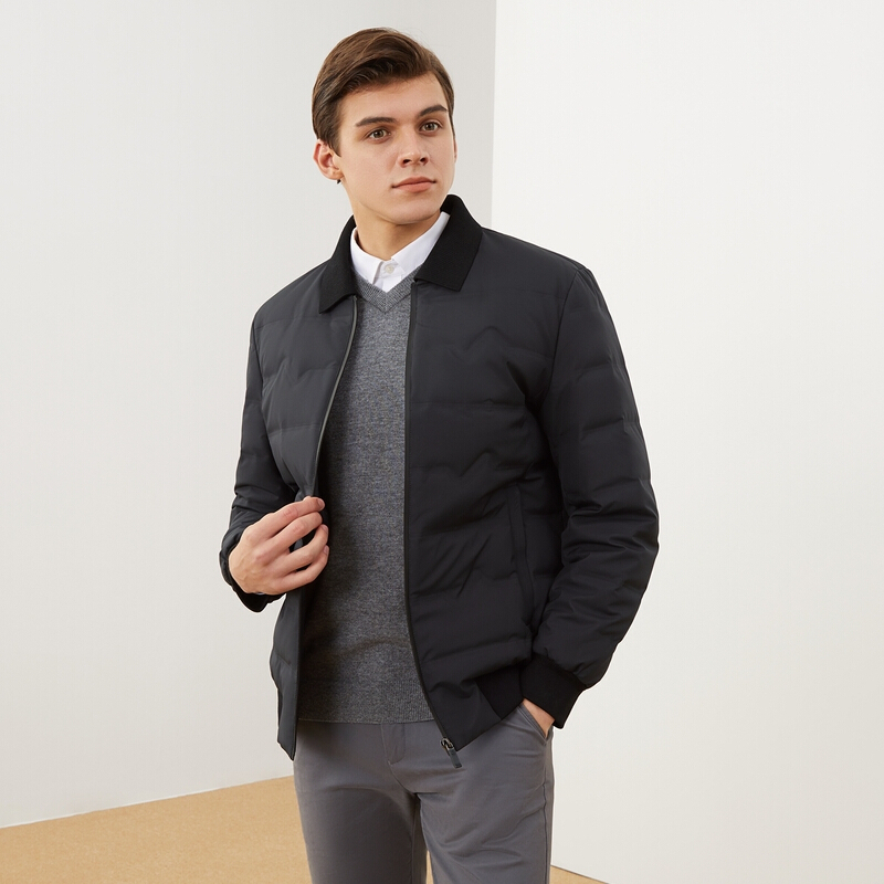 柒牌男装羽绒服中青年新款冬装运动休闲白鸭绒短款翻领外套羽绒衣123