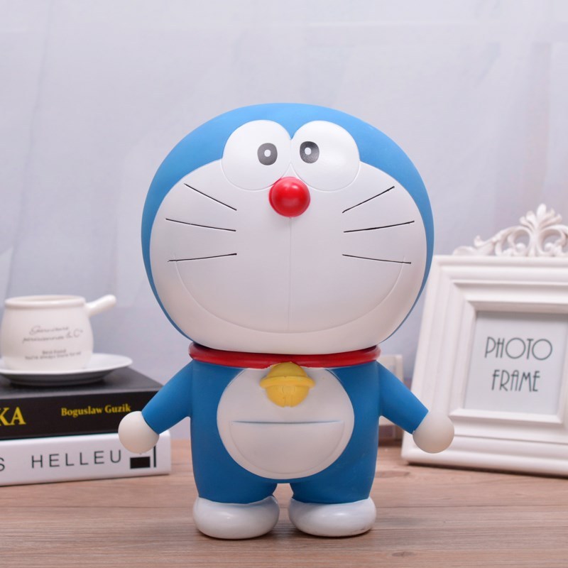 哆啦A梦存钱罐机器猫摆件超大号叮当猫公仔蓝胖子储蓄罐生日 中号牛仔叮当-站姿