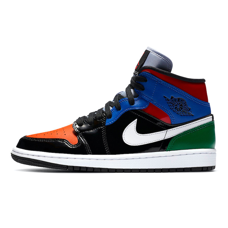 Air Jordan 1 Mid AJ1 乔1 中帮 彩色拼接篮球鞋 CV5276-001