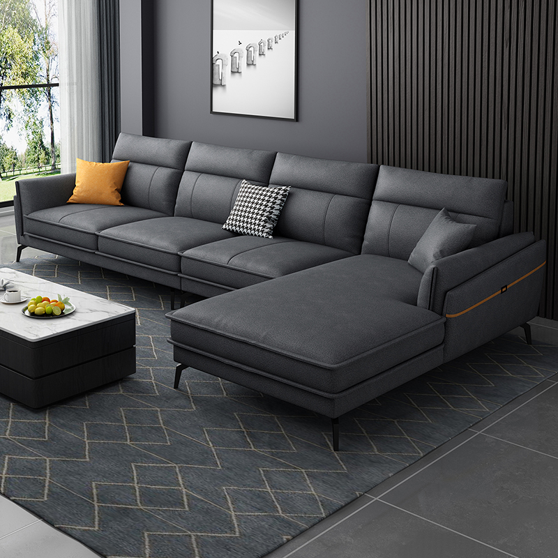 妮曼迪科技布沙发免洗北欧简约布艺沙发轻奢现代客厅沙发l型整装家具