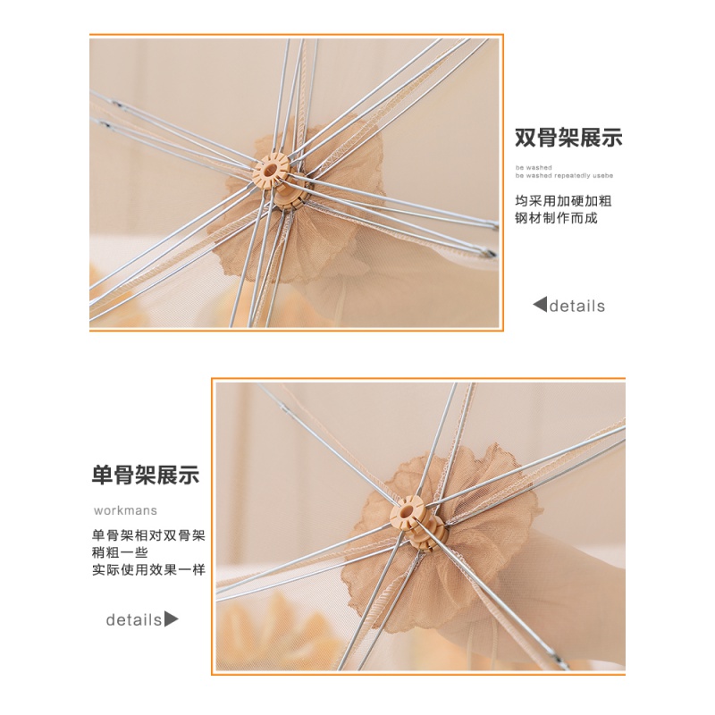 敬平(JING PING)菜罩防苍蝇盖菜罩饭碗罩桌折叠餐桌罩食物罩桌盖遮菜伞防尘剩菜罩 22寸方-金碧辉煌饭罩高清大图
