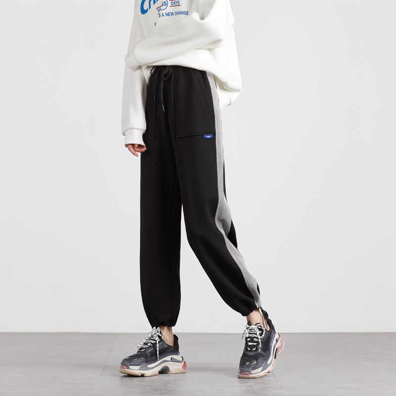 2折价509元灰色运动裤女宽松束脚春夏季薄款裤子女新款直筒休闲显瘦