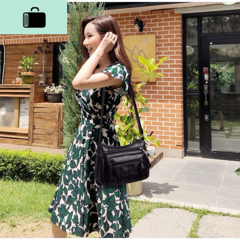 2020新款百搭大气中年女包妈妈包多层软皮单肩斜挎包婆婆包斜背包NEW LAKE女斜挎包