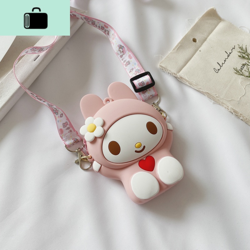 日韩女包新款学生可爱卡通零钱包情侣少女斜挎背包潮牌儿童包包NEW LAKE 小花兔子