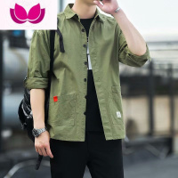 七斓捡漏夏季工作服衬衫男薄款长袖衣工地电焊工防烫耐磨外套 2XL 807七分袖绿色