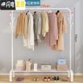 三维工匠晾衣架落地折叠卧室家用式晒衣架室内挂衣架简易单杆凉衣服的架子 135cm-白色豪华置物网+双挂钩 1个