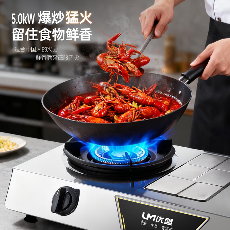 优盟(UM)UZ190黄金眼台式双灶 5.0kw爆炒大火力 出租房液化气[不含安装]高清大图