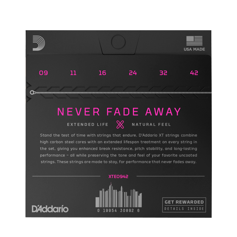 达达里奥（D’Addario）XTE0942 电吉他碳素钢弦 手感细款电吉他琴弦009-042美产原装进口高清大图