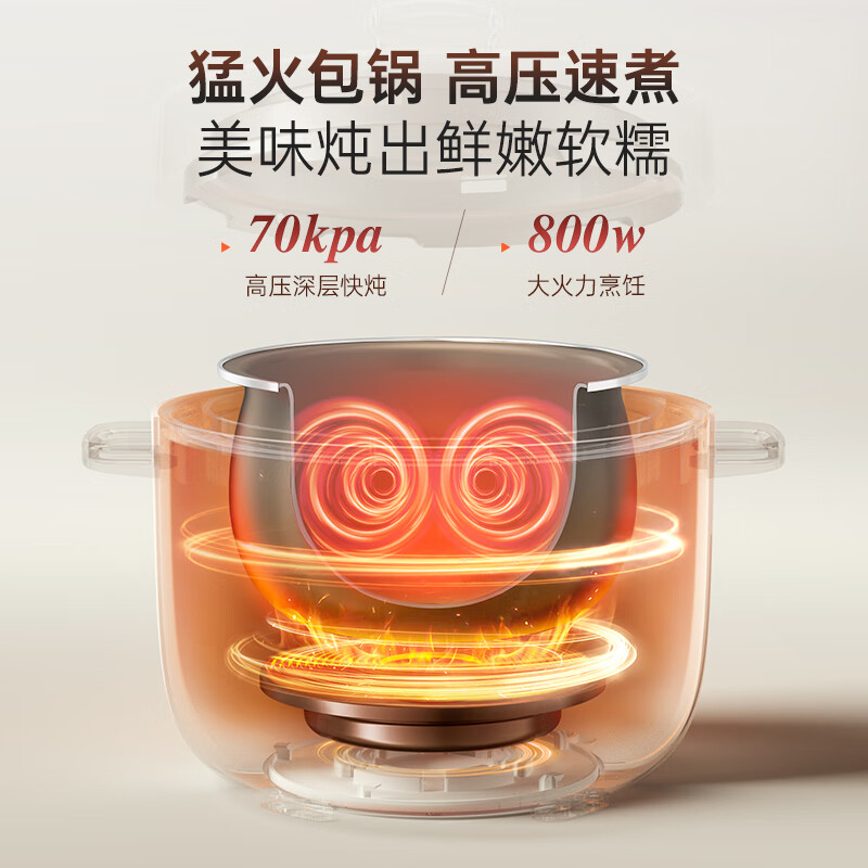 摩飞压力锅 电高压锅电饭锅电饭煲 家用2.5L迷你珐琅釉精釜多功能电火锅电煮锅MR8701白高清大图