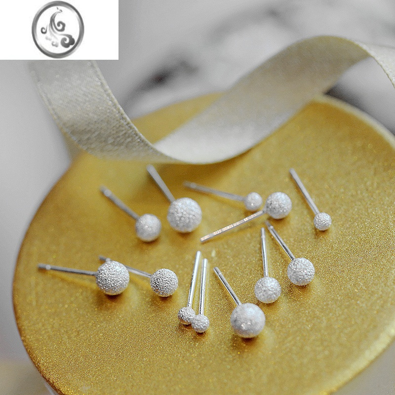 jimi银银豆豆耳钉女2023新款洋气养耳洞耳骨钉耳饰高级感磨砂耳环银饰