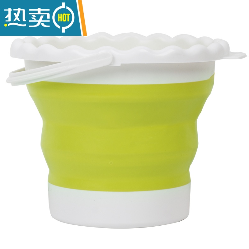 敬平多功能折叠水桶洗笔桶硅胶塑料可伸缩水粉国画美术写生便携手提桶 [绿色]带隔层伸缩水桶高清大图