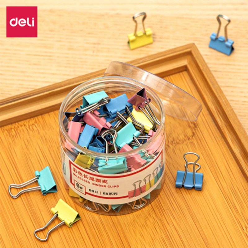 得力(deli) 8556ES彩色长尾夹 小号中号票据夹燕尾夹金属铁票夹 小号燕尾夹 G