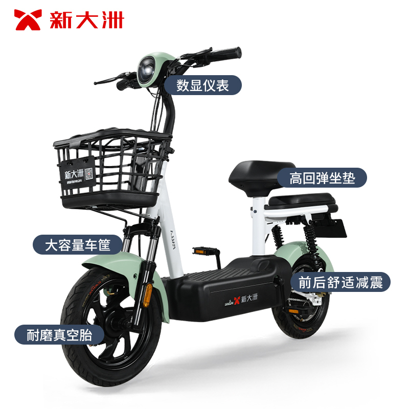 派乐/Palla电动车 小坦克 成人代步48V12Ah铅酸电池 电动自行车 素颜绿