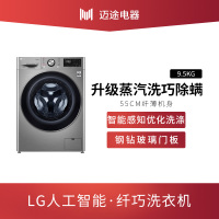 【专柜同款】LG洗衣机FY95TX4碳晶银 9.5KG大容量 纤薄机身 蒸汽除菌 人工智能DD变频直驱电机