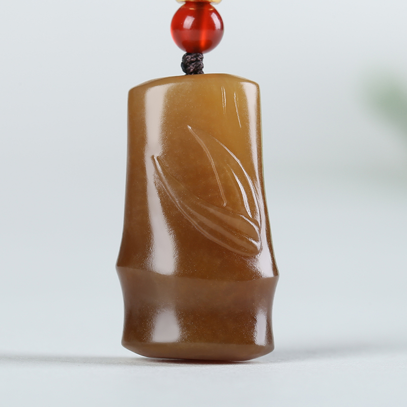 [节节高升]新疆和田玉吊坠玉坠且末糖玉竹节挂件玉佩天然玉石