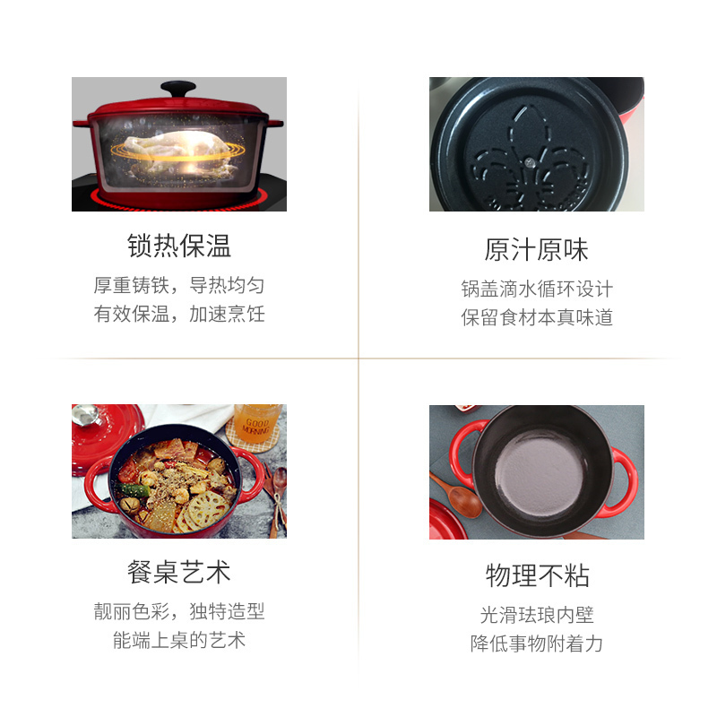 双立人(ZWILLING)旗下品牌芳庭Fontignac24cm铸铁锅炖锅汤锅焖烧锅搪瓷锅具家用多功能电磁炉通用容量升级高清大图
