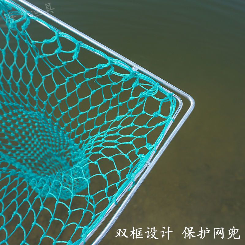 木把抄网全套捕鱼捞鱼抄鱼网钓鱼网兜新款捞网鱼网鱼护抄网二合一 柄长30cm 网眼特密