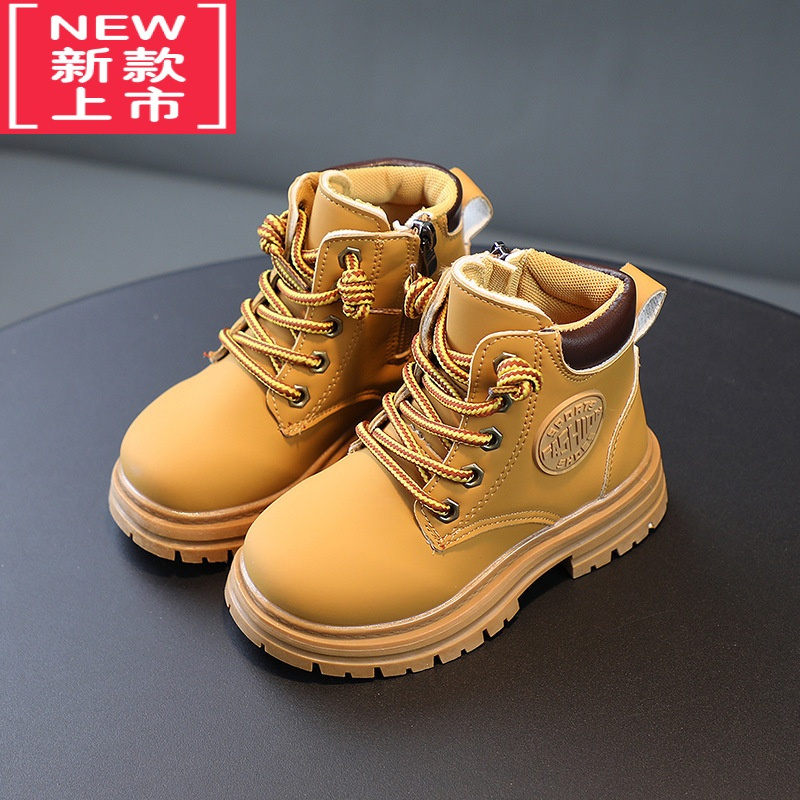 可莉允儿童大黄靴2022春秋季新款女童马丁靴走秀炸街小女孩短靴男童靴子