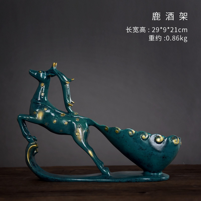 美帮汇欧式鹿红酒架摆件复古客厅酒柜电视柜装饰品创意家居摆设乔迁礼品高清大图