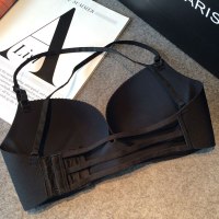 波迷娜（BOMINA)女士内衣套装性感蕾丝胸罩无痕加厚交叉带美背内衣女薄款小胸加厚聚拢无钢圈性感无痕挂脖文胸罩