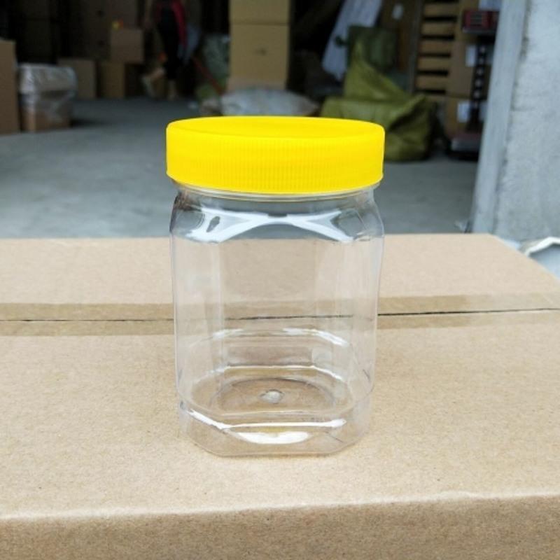 一斤蜂蜜瓶 塑料瓶500g方瓶子1斤装蜂蜜罐子加厚透明 酱菜干果瓶 1斤圆白10个精品装