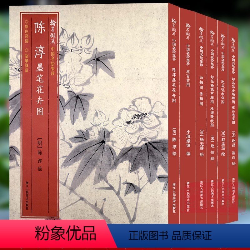 【正版】中国名绘集珍全6册 陈淳墨笔花卉图/赵孟坚水仙图/宋百花图 原色高清印制装裱临摹 经折装中国画典范范本绘画作品