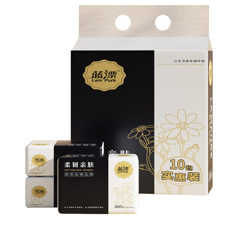 蓝漂(Lampure) LP-2146 153mm*190mm*360张(4层) 10包*1提 面巾纸 白色