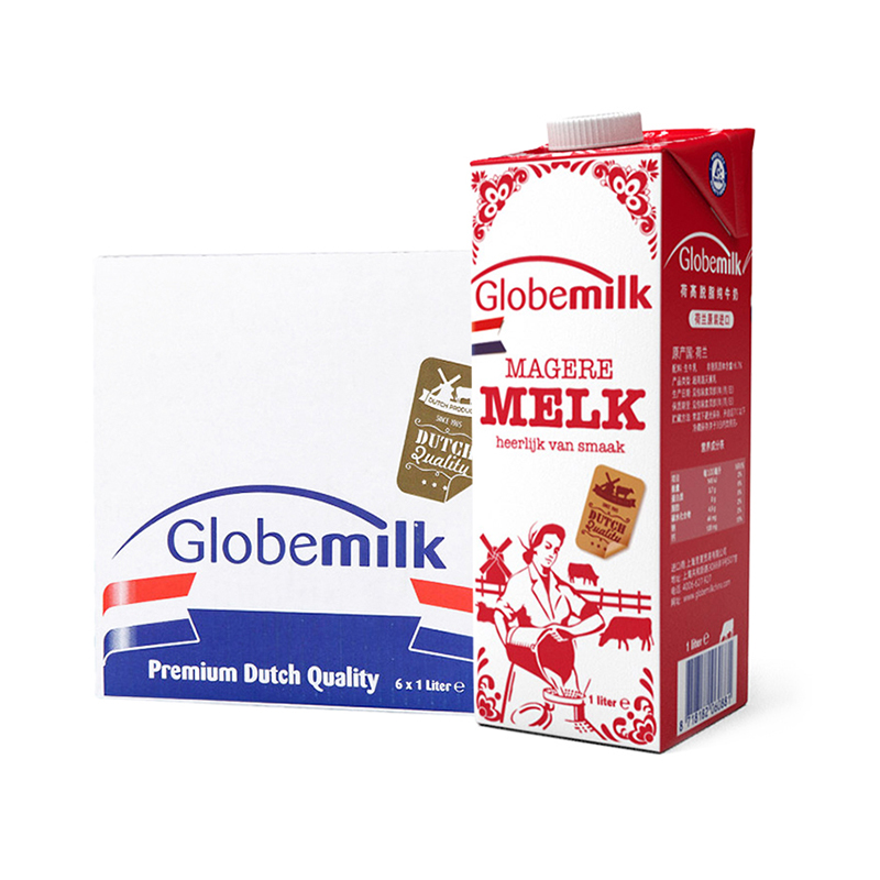 荷高Globemilk 脱脂牛奶1L*6盒整箱 荷兰原装进口高清大图