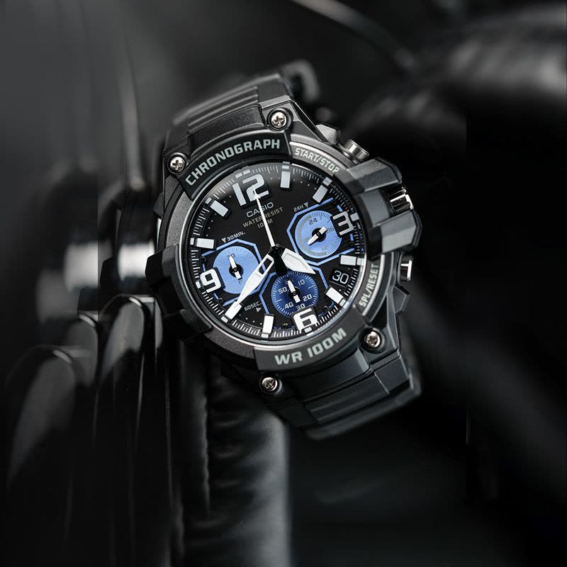 casio官方旗舰店卡西欧运动手表男 限量ins 运动防水潮流电子小黑表正品MCW-100 石英表男 学生手表男生礼物图片