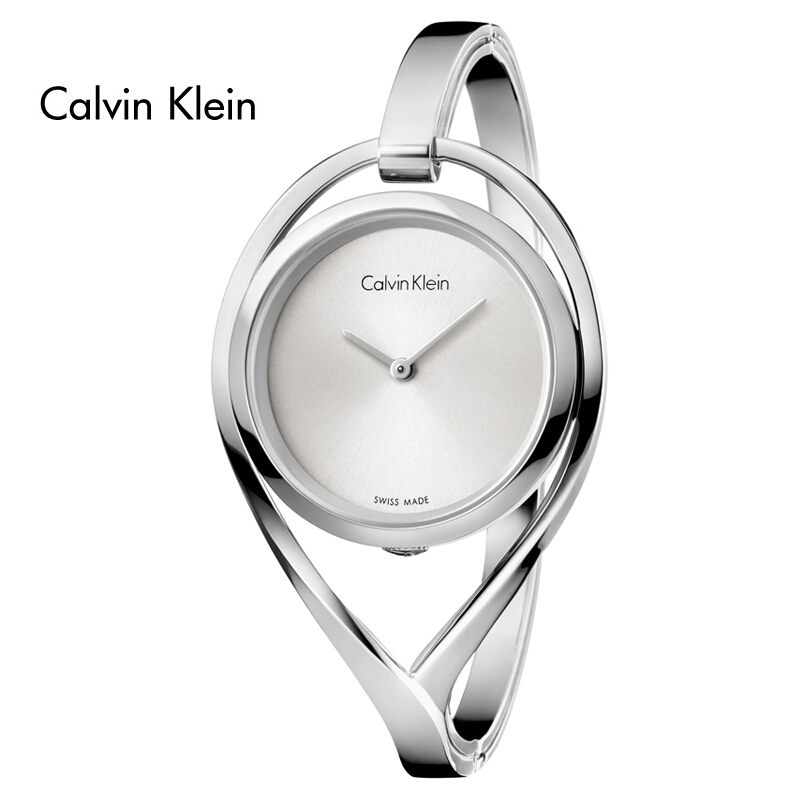 卡尔文·克莱恩(Calvin Klein)手表 简约无刻度银盘 金属表带 石英女士腕表K6L2M116