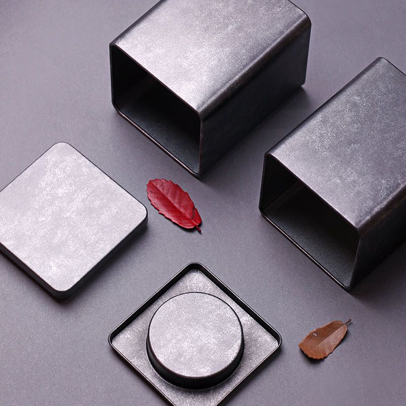 春茶复古金属茶叶罐铁盒大中小号方形包装盒礼盒通用磨砂密封铁罐小号
