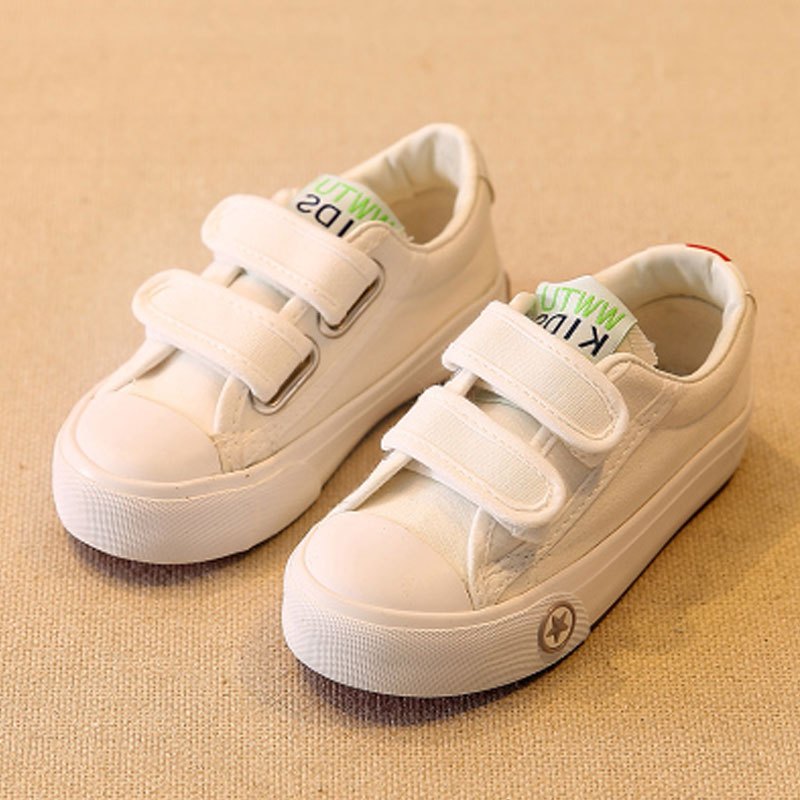 童鞋女童帆布鞋宝宝布鞋男童白鞋儿童板鞋韩版休闲魔术贴布鞋简约小