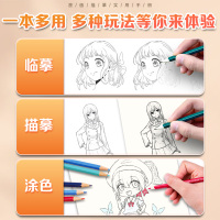 [正版]漫画入门手绘描摹本动漫人物浅印临摹练习册美少女Q版古风结构线稿画画基础自学教程临摹卡通画册白描画本