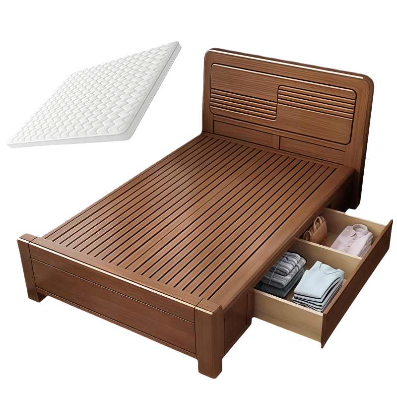 鑫木樽实木高箱床+床垫套装120*200cm 套高清大图