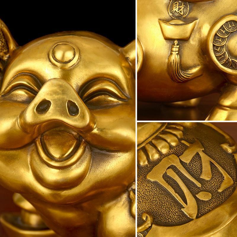 美帮汇铜金猪发财生肖猪摆件一对家居客厅玄关摆设工艺品高清大图