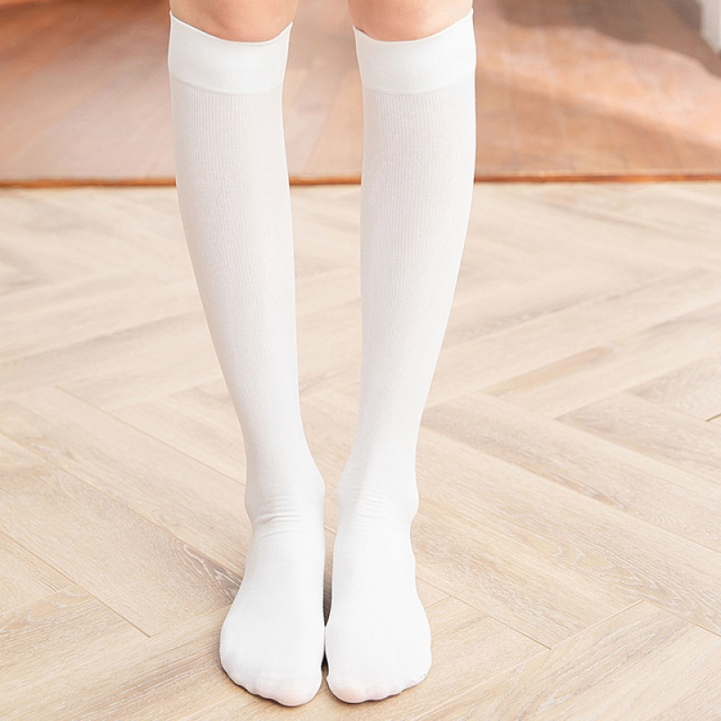 suntek微压小腿袜女春夏薄款防滑日系加长天白色舞蹈中筒丝袜ins潮