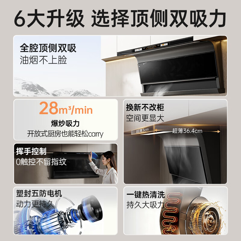 迎燕Inyan强力净吸变频油烟机CXW-260-J4-8B大吸力轻音低耗能欧式设计高清大图